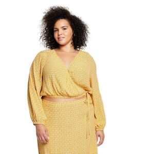 Women's Dainty Lotus Print Wrap Top - RHODE × Target Yellow/Turquoise